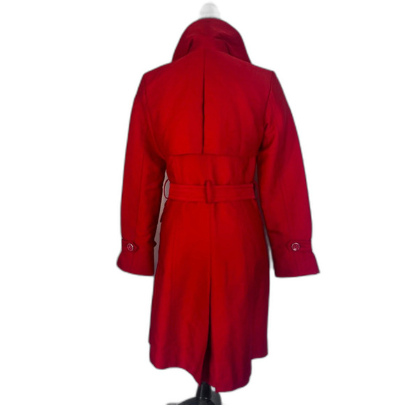 Kenneth Cole Reaction Bold Power Red Classic Timeless Belted Trench Coat Small - Picture 11 of 14